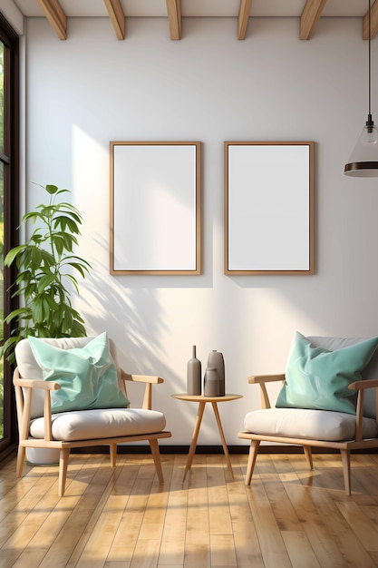 interior blank wooden picture frames decoration