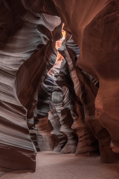 Interior of a cave with gorgeous textures in Antelope Canyon, USA