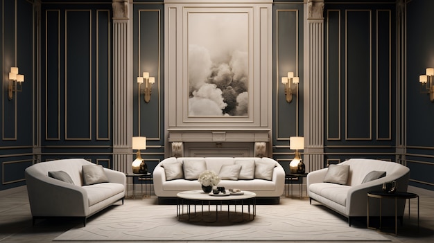 Free photo interior design in neoclassical style with furnishings and decor