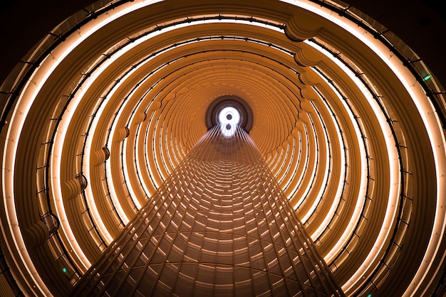 Free photo interior of jin mao tower looking up from the lobby of the grand hyatt hotel, shanghai, china