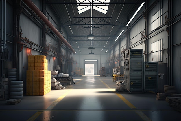 Free photo interior of a large logistics warehouse ai generative