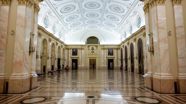 Interior of The National Art Museum in Bucharest Romania Golden details marble painting