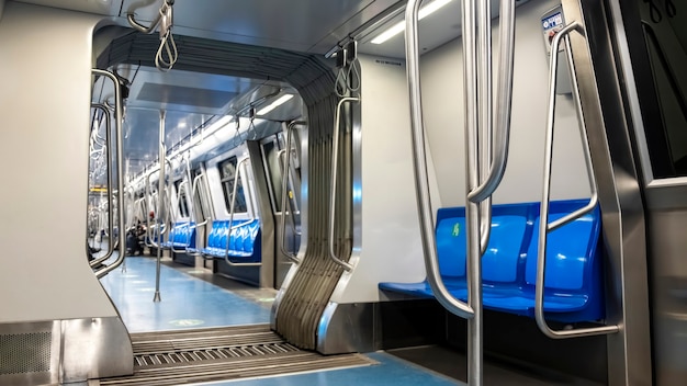 Free photo interior of a subway with empty seats in bucharest, romania