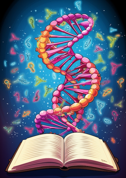 International day of education in cartoon style with dna and book