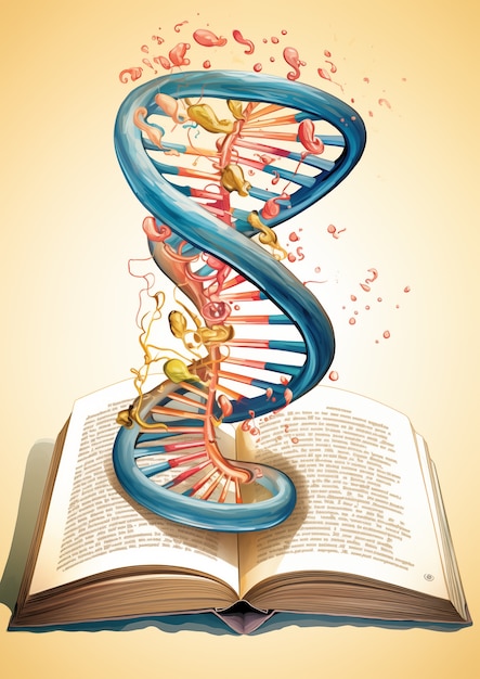 Free photo international day of education in cartoon style with dna and book