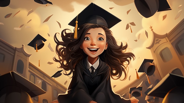 Free Photo international day of education in cartoon style with girl student