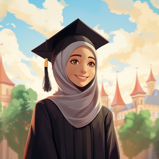 Free Photo international day of education in cartoon style with girl student