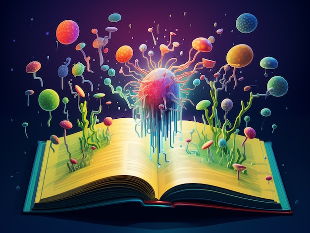 Free Photo international day of education in cartoon style with open book and fantasy world