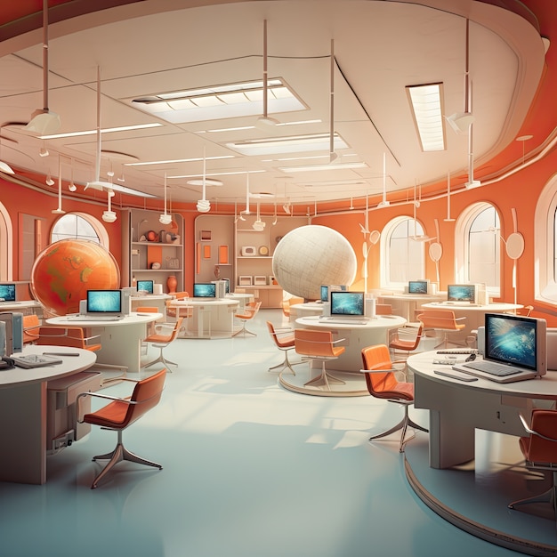 Free Photo international day of education in futuristic style with classroom