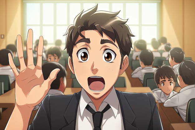 Free photo international day of education student attending school in anime style