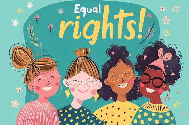 International women's day celebration and equal right in digital art style