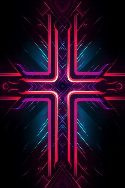 Intricate 3d cross with bright lights