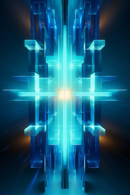 Free Photo intricate 3d cross with bright lights