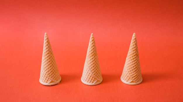 Free Photo inverted empty ice cream wafers cones