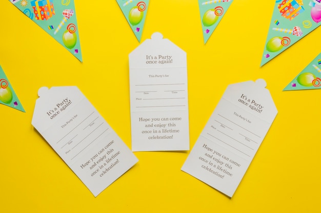 Free photo invitation cards on yellow