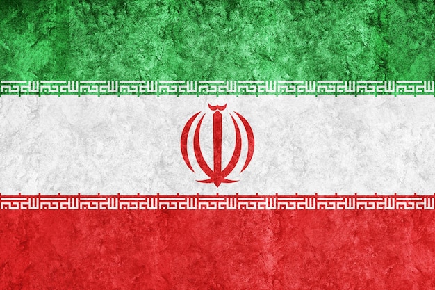 Iran Metallic flag, Textured flag, grunge flag