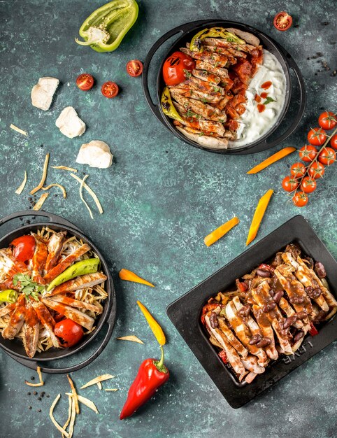 iskender doner under white sauce on the table