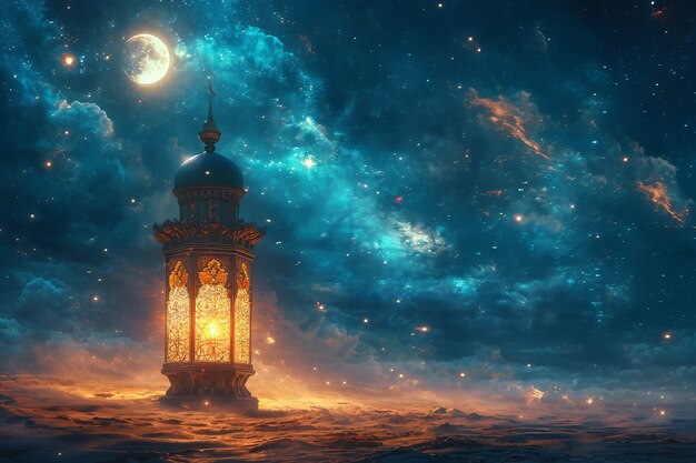 Islamic ramadan celebration lantern in fantasy style