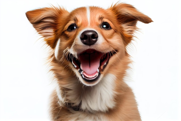 Isolated Happy Smiling Dog White Background Portrait 4