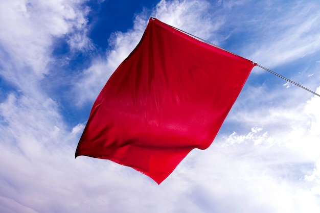 Isolated red flag in nature