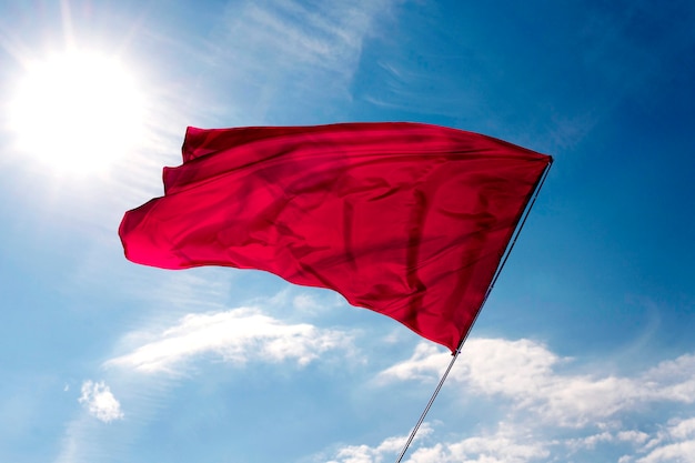 Isolated red flag in nature