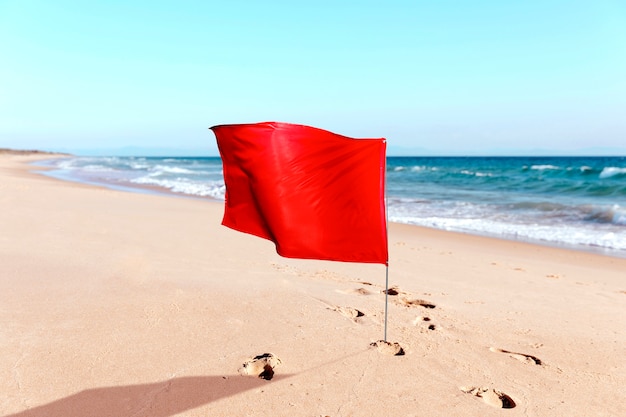 Isolated red flag in nature