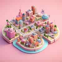 Free photo isometric view on 3d rendering of city