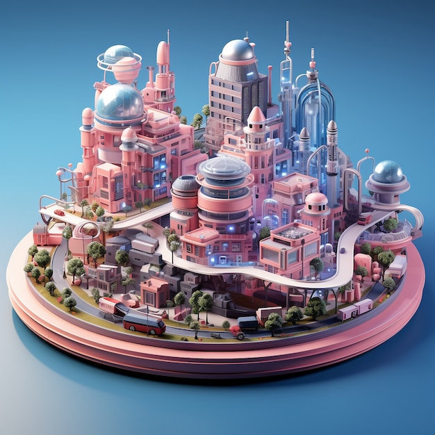 Free Photo isometric view on 3d rendering of city