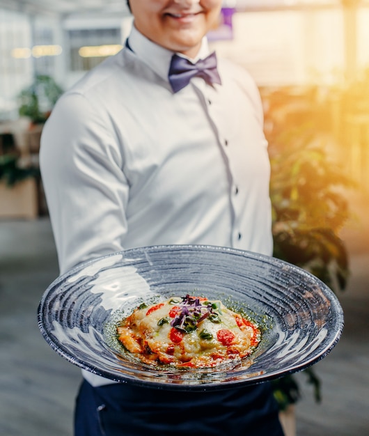 italian lasagna in the plate