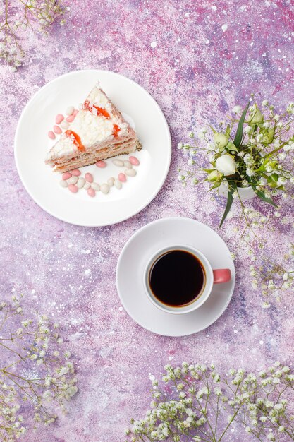 Italian tuscan traditional cookies cantuccini with almonds, cup of coffee on light