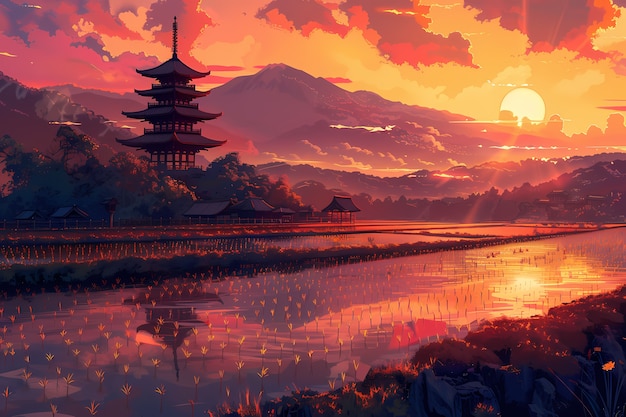 Japan background digital art