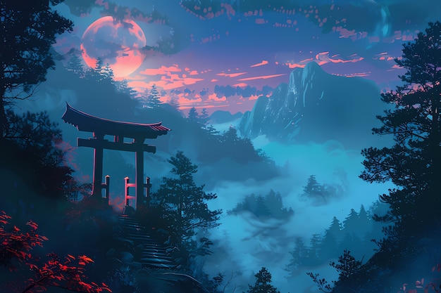 Japan background digital art