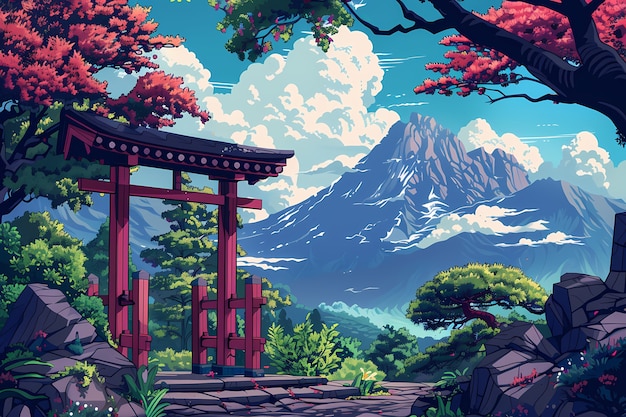 Japan background digital art