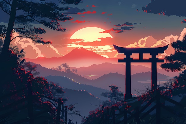 Japan background digital art