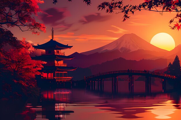 Japan background digital art