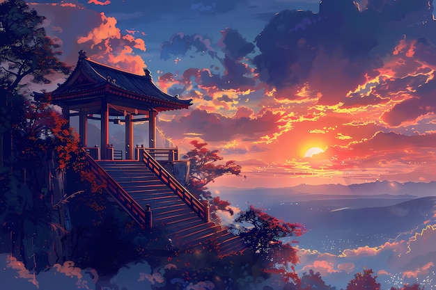 Japan background digital art