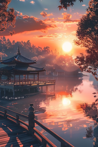 Free photo japan background digital art