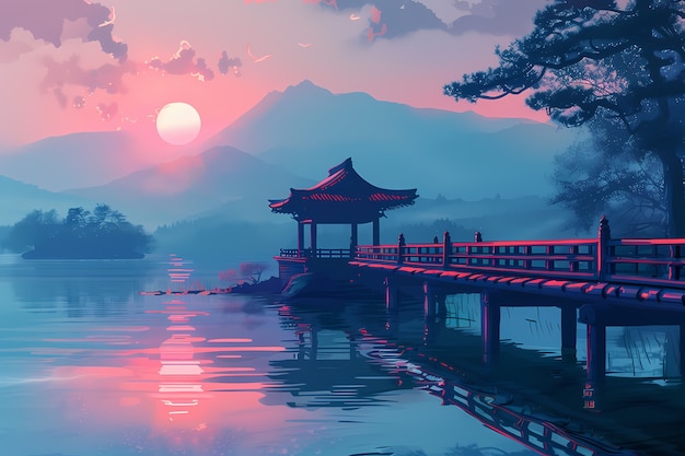 Japan background digital art