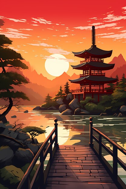 Japan background digital art