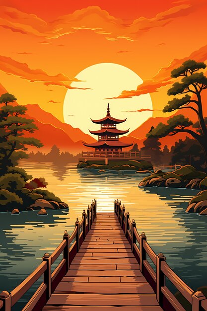 Japan background digital art