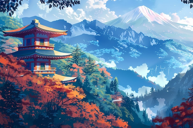 Japan background digital art