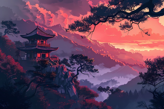 Japan background digital art