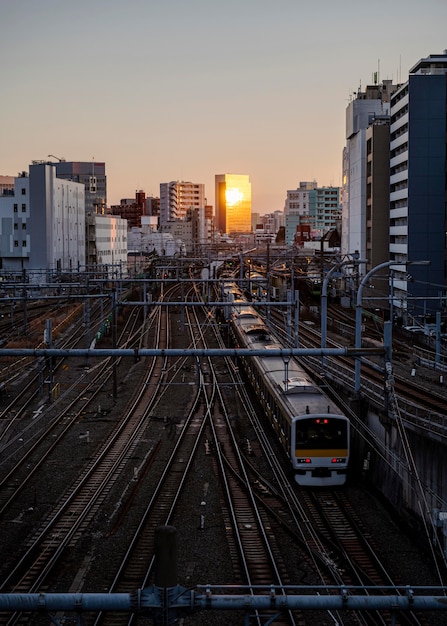 Japan modern train urban landscape