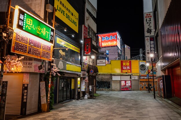 Japan street with stores and signs