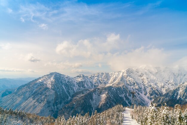 Japan Winter mountain with snow covered