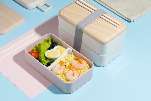 Japanese bento box arrangement