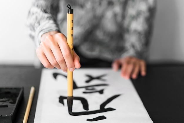 Japanese lettering with paint