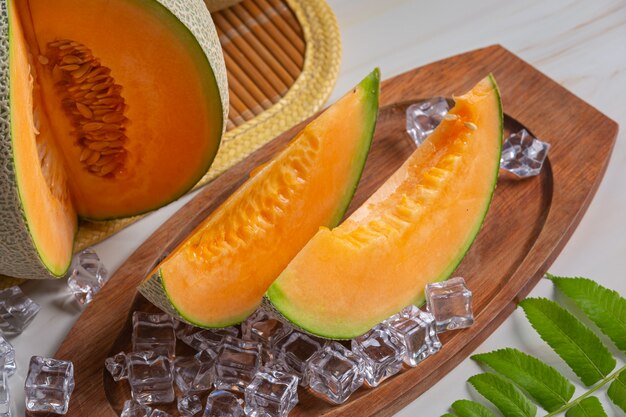 Japanese melon or cantaloupe, cantaloupe, seasonal fruit, health concept.