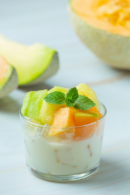 Japanese melon or cantaloupe, cantaloupe, seasonal fruit, health concept.