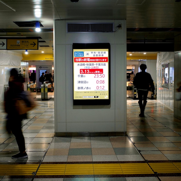 Japanese subway system passenger information display screen